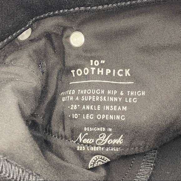 J. Crew 10" Highest-Rise Toothpick Jean in True Black Stretchy Size 28 - Picture 11 of 12